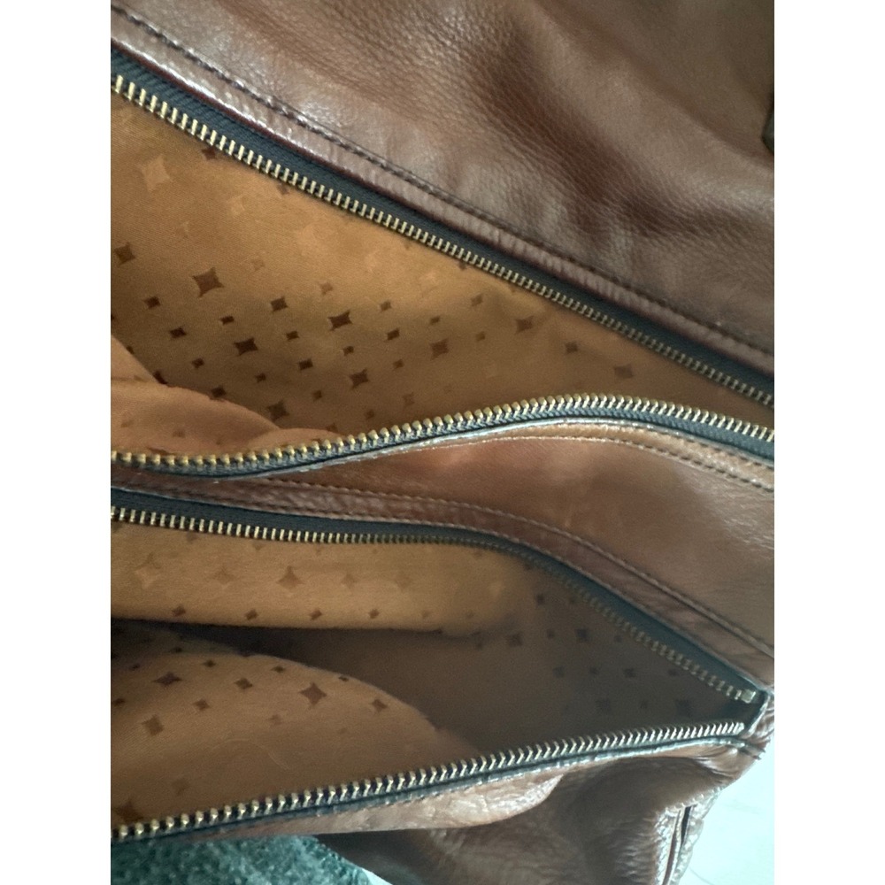 FOSSIL Explorer Brown Leather Foldover Shoulder Messenger Crossbody Bag Hobo Vtg - Picture 9 of 13
